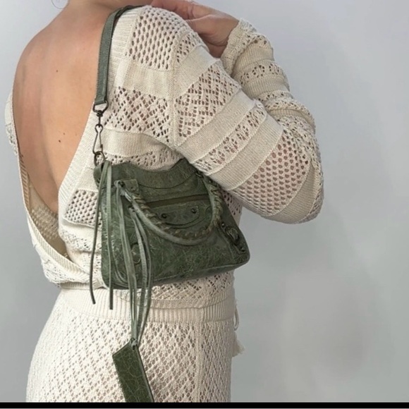 Auth RARE Balenciaga MINI FIRST MOTORCYCLE BAG Vintage  mirror Moto strap Chèvre - Picture 3 of 12